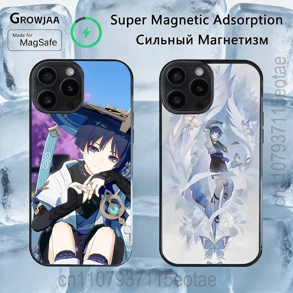 

G-Genshin Impact Scaramouche Magnetic Phone Case For IPhone 14 16 17 13 12 11 15 Pro Max Plus For Magsafe Wireless Charge Cover