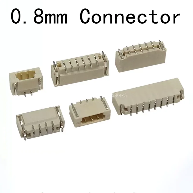 10PCS 0.8mm Pitch Connector SMD Horizontal Type Socket 2P 3P 4P 5P 6P 7P 8P 9P 10P 12P Replacement of JST IDC Receptacle