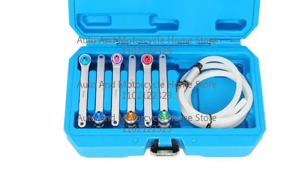 7pcs Brake Caliper Tool Set with Screw-In Grease Sockets, Steel Brake System Bleeder and Exhaust Wrench Kit for Universal