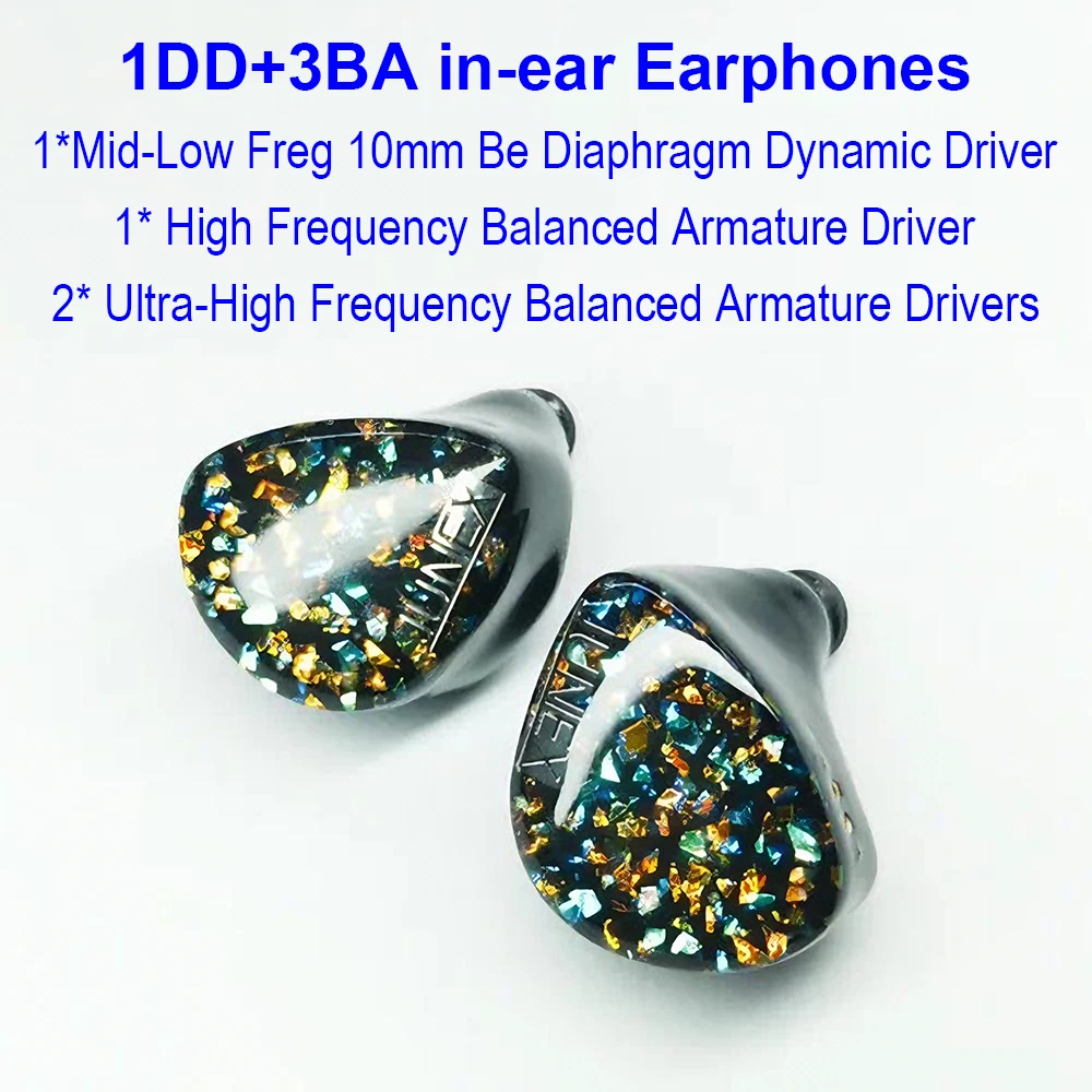 

HiFi IEM Earphones in Ear Monitors Earbuds Wired Headphones 1DD+3BA JUNEX in-ear Earphone 2pin Headsets for Audiophiles Musician