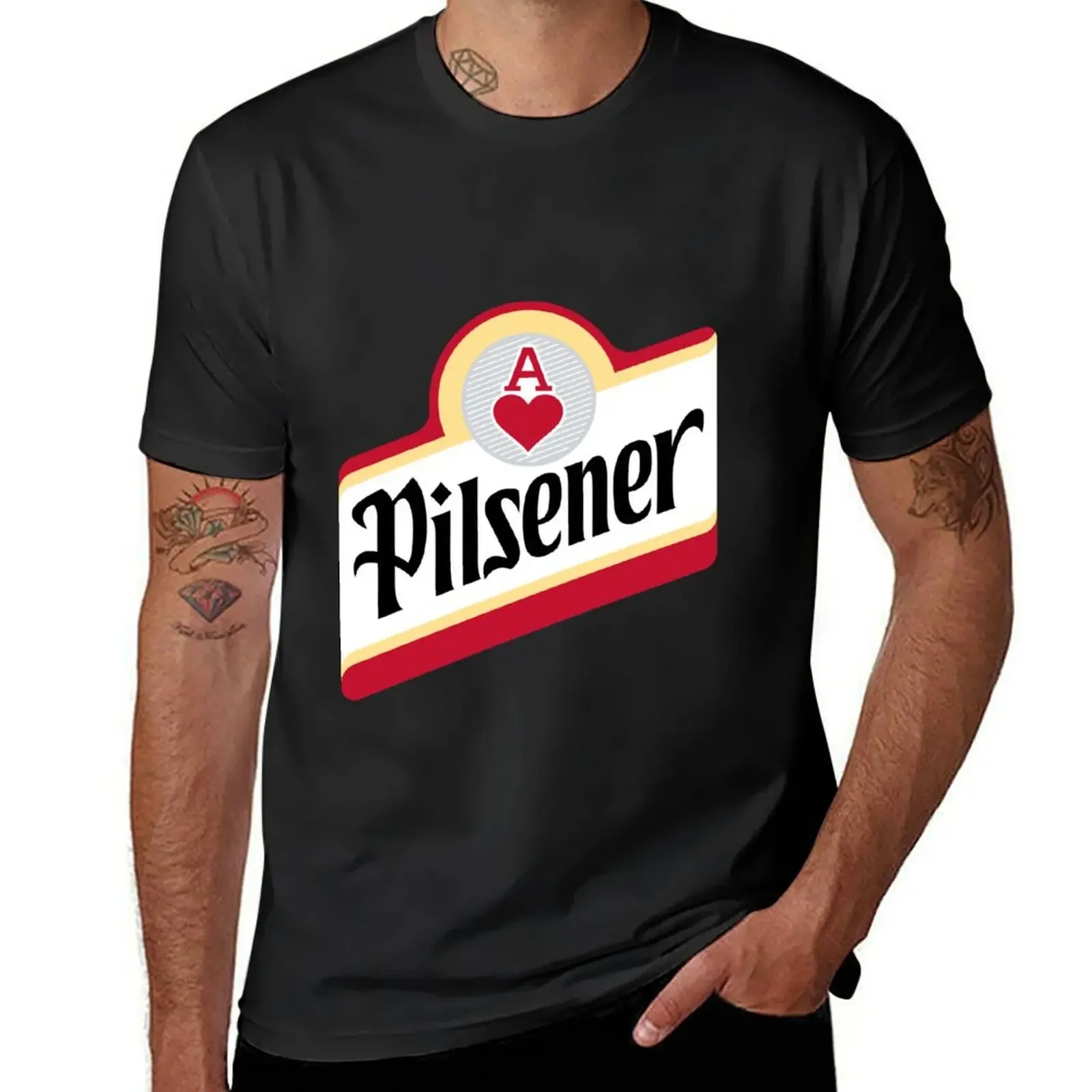 Camiseta de cerveza Pilsener El Salvador en blanco de gran tamaño, top negro de verano, ropa para hombre