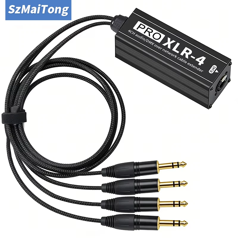 4 Channel XLR to RJ45 Audio Extender Gold Plated Network Signal Extender for Live Stage Sound Lighting Recording Studio