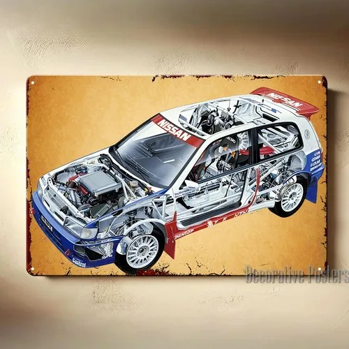 Póster metálico de coche de carreras Sunny Gti-R, cartel coleccionable, tamaño: cartel de aluminio