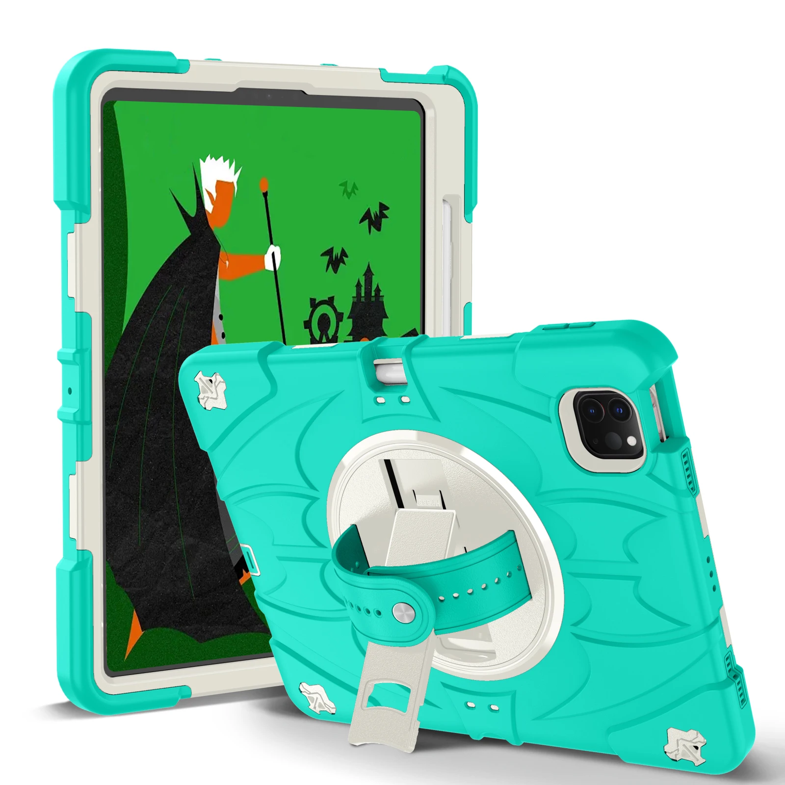 Case For iPad 10th mini 6 Air 11 Pro 11 Tablet Cover for Air 6 A2899 A2757 Shockproof Kids Funda Shockproof Rotation Hand Strap