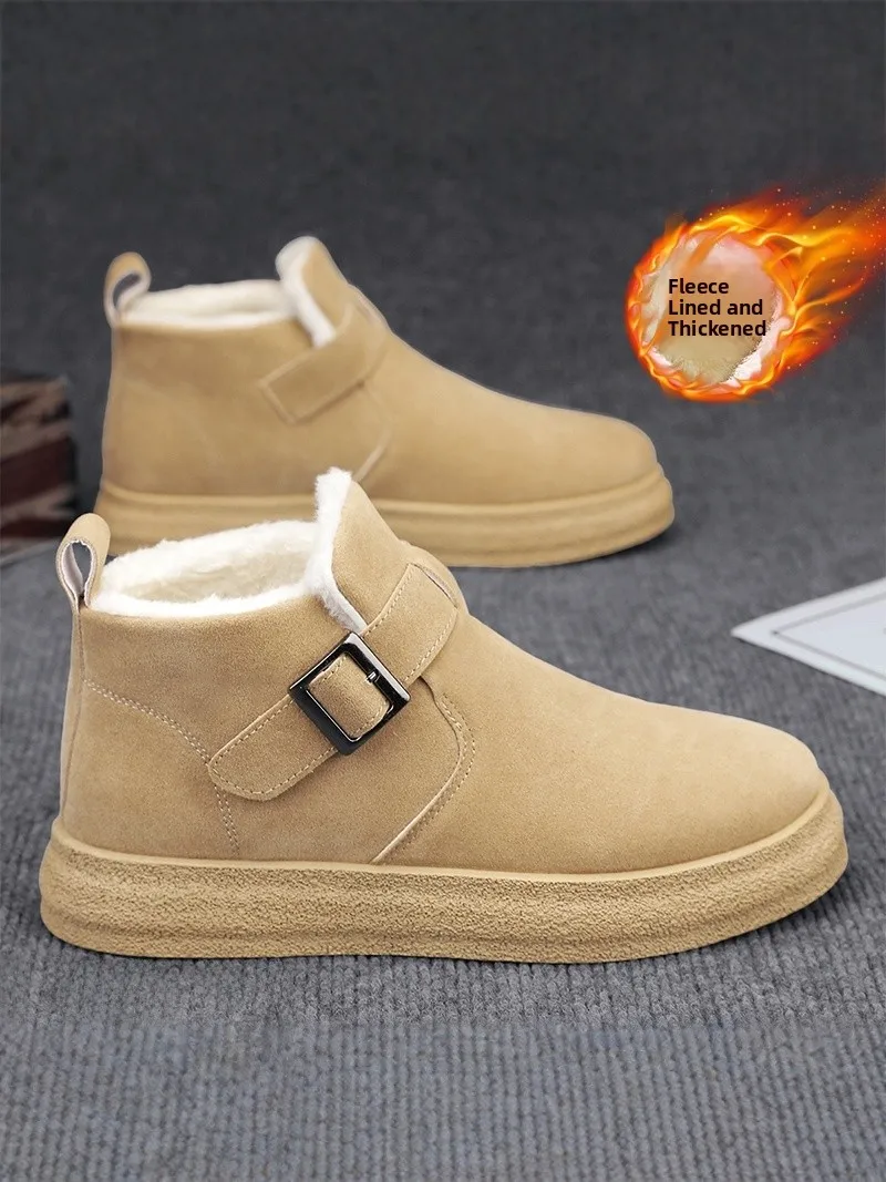 Men's Winter Snow Boots 2025 New Style Waterproof Anti-slip Fleece Lined Thick Warm Cotton Shoes for Youth Short Tube Boots