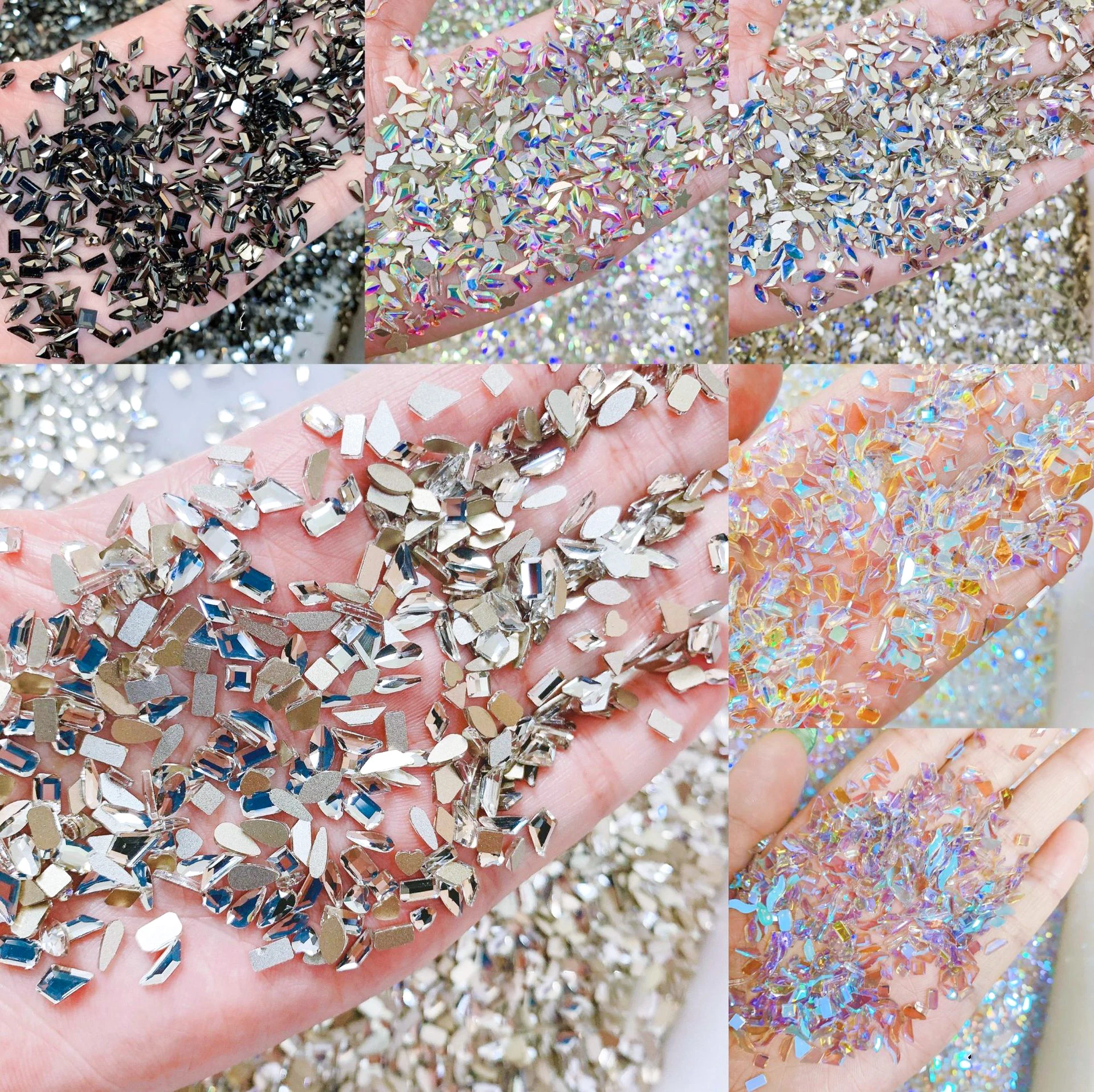 Mini Monochromatic Mix Series Flatback Shiny Nail Art Rhinestone Crystal Stone DIY Manicure Decoration Accessories Diamond