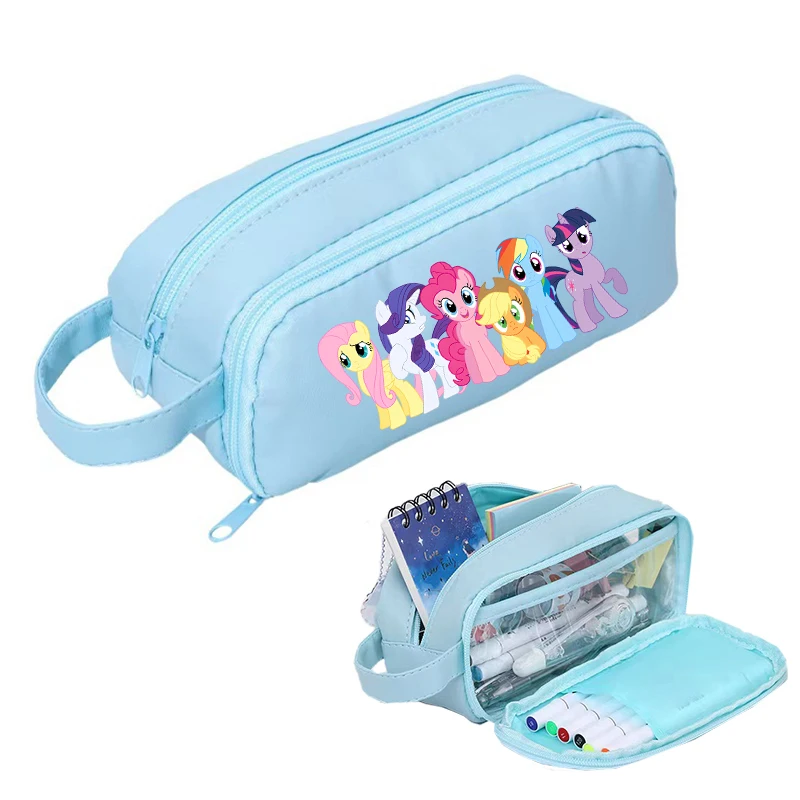 صندوق أقلام ذو سعة كبيرة من My Little Ponys، حامل قلم لطيف، مقلمة أنيمي، هدية للطلاب العودة إلى المدرسة، لوازم مكتبية