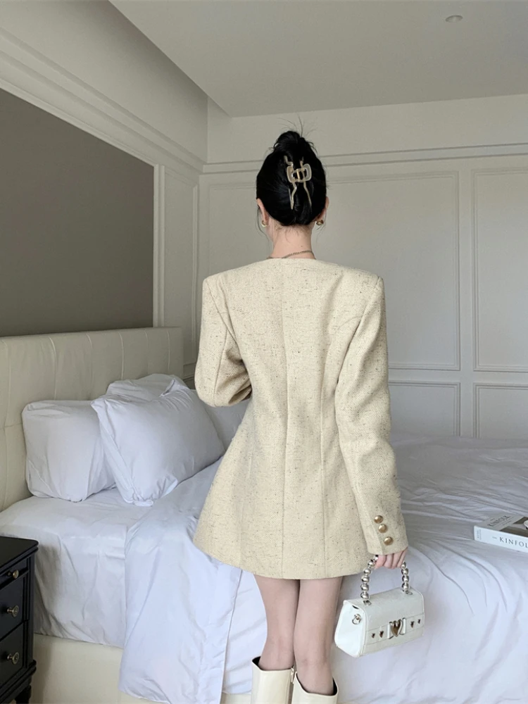 New Small Fragrance Tweed Fashion Ladies Set Chic O Neck Jacket + High Waist A Line Slim Skirt Korean Autumn Women Two Piece Set