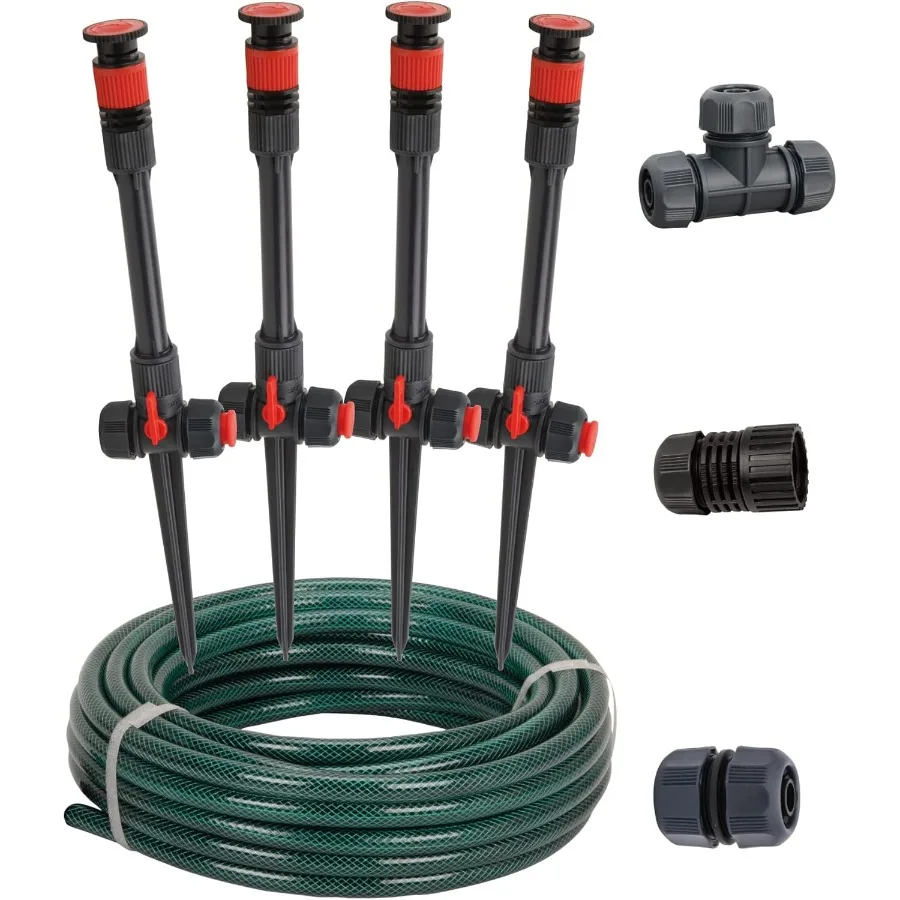 

Eden 98063 MultiAdjustable Design Above Ground Irrigation Garden Sprinkler System Sprinkler and Hose DIY Plant Watering Set