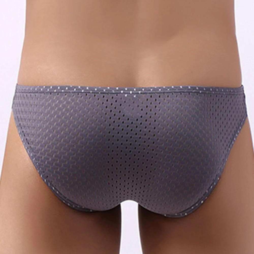 Men Sexy U-Bulge Pouch Underwear With Hole Low Waist Briefs Sexy Mesh Hole Panties Breathable Knickers Mans Sport Underpants