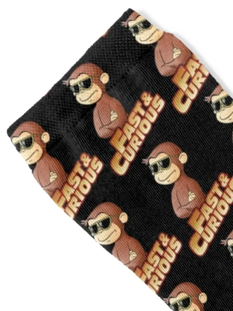 Curious George FAST AND CURIOUS V2 Socks new year Stockings man Woman Socks Men's