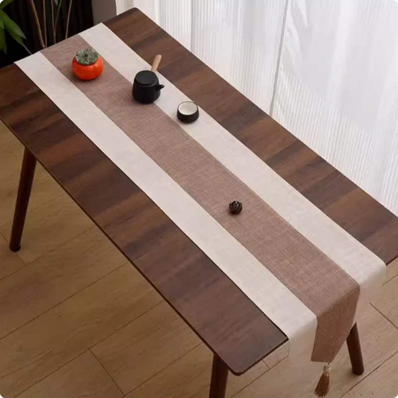 Chinese Zen Tea Table Runner Thick Cotton Linen Long Tablecloth Tea Mat Cloth for Tea Room & Tea Art