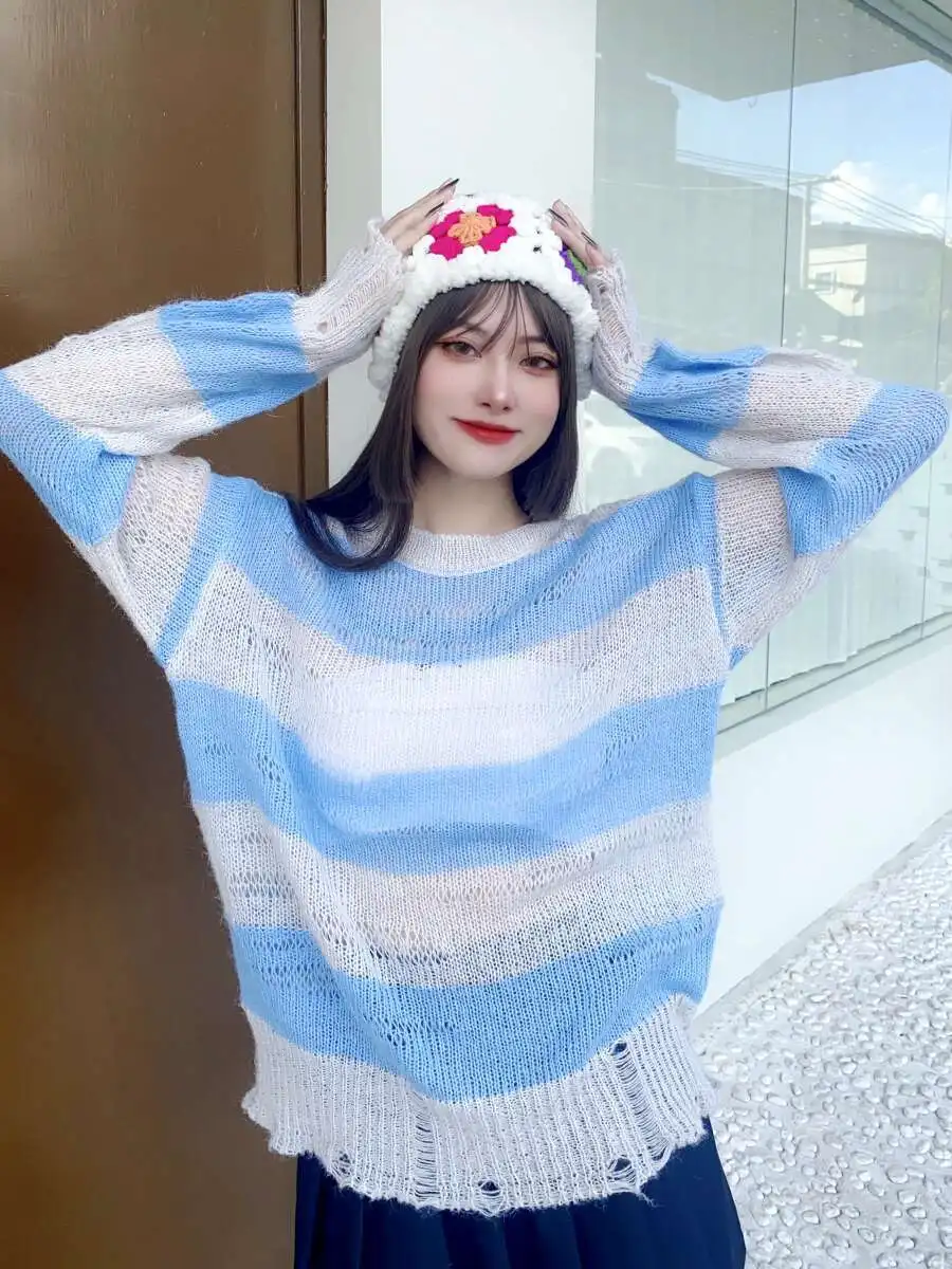 Maglione lavorato a maglia aperto Top a maniche lunghe Girocollo Crop Pullover Camicetta Cover Up per le donne Ragazze adolescenti Primavera Estate Outfit