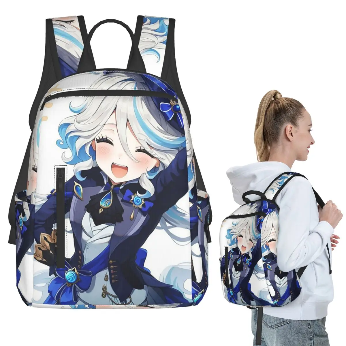 

Furina Genshin Impact Backpack Student BookBag Kids School Bag Laptop Shoulder Bags Boys Girls