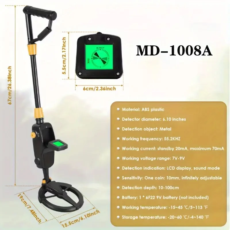 7,4 Zoll Wasserdichter Kinder-Metalldetektor Golddetektor Leichte Suchspule (24-35 Zoll) Verstellbarer Metalldetektor für Jugendliche – Detail 2