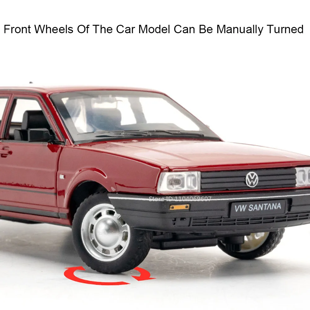 1:24 Santana Miniaturowy model samochodu Zabawki Alloy Diecast 6-drzwiowy otwarty dźwięk Światło Ozdoba Pojazdy dla dzieci Prezenty