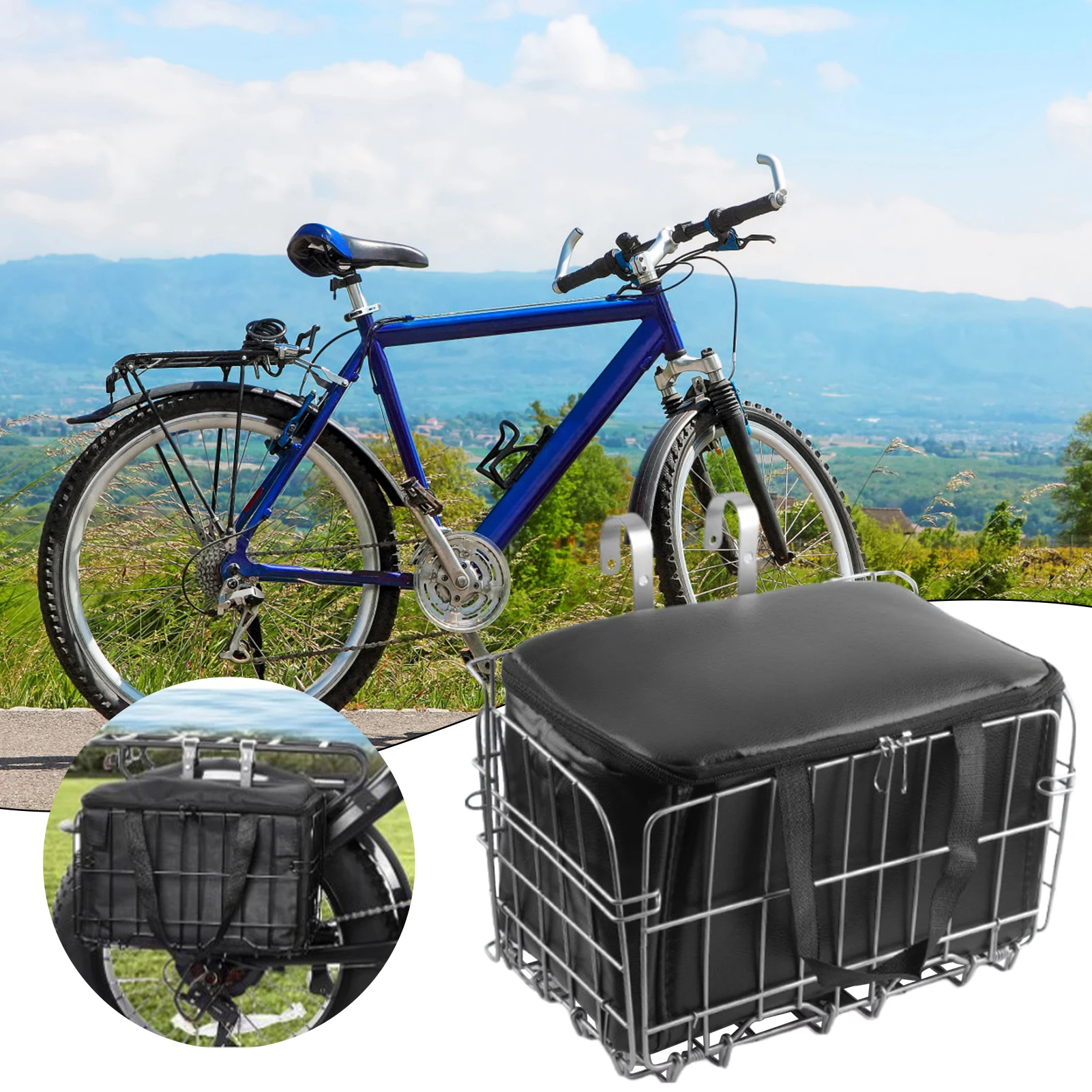 Front/Rear Bike Basket Bag Heavy Duty Metal Rear Bicycle Basket Bags Suitable for Carry Fruit & Grocery