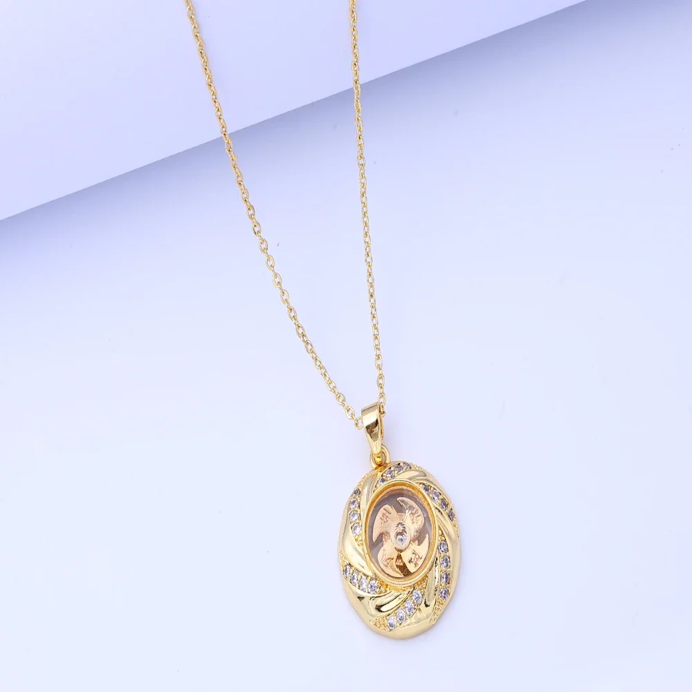 قلادة دوارة مرصعة بالألماس مستوحاة من الطراز العتيق، قلادة مجوهرات للجنسين للديكور الأنيق