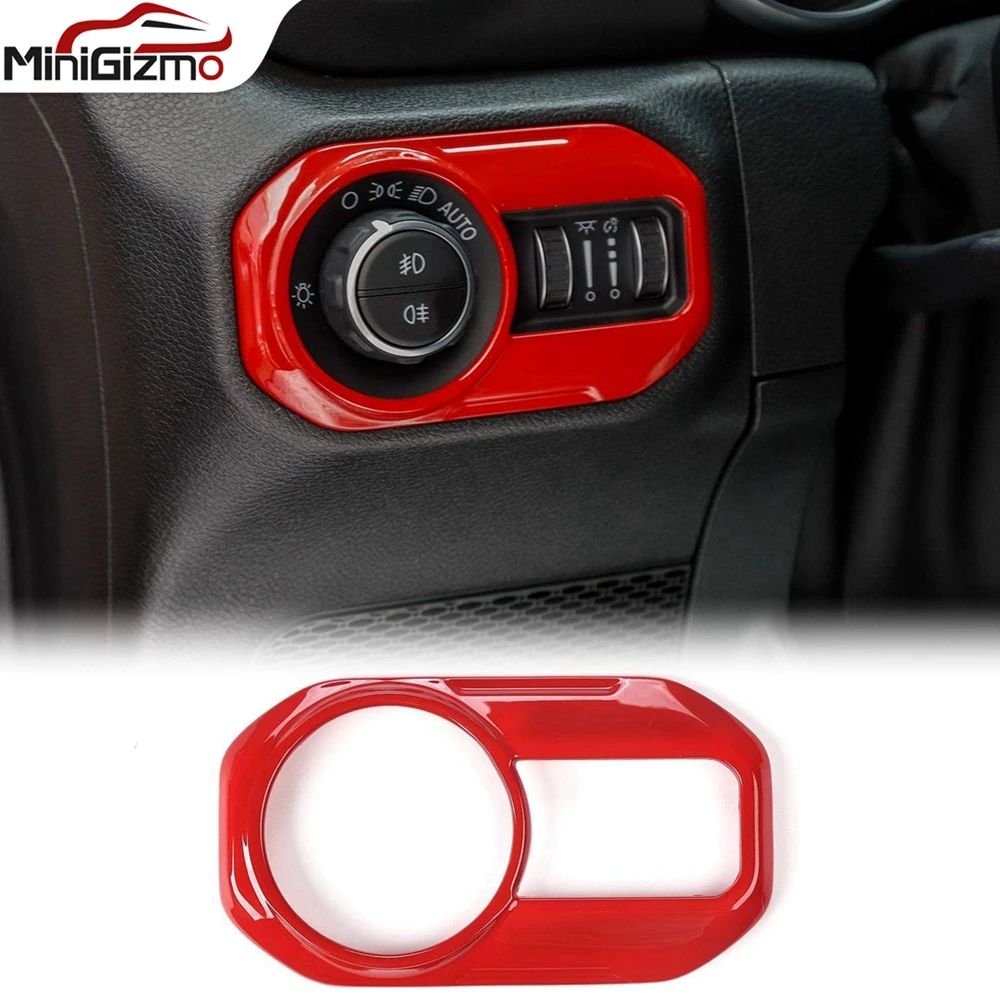 

Car Headlight Switch Button Cover Trim Frame Sticker Interior Parts for Jeep Wrangler JL 2018 / Gladiator JT 2020
