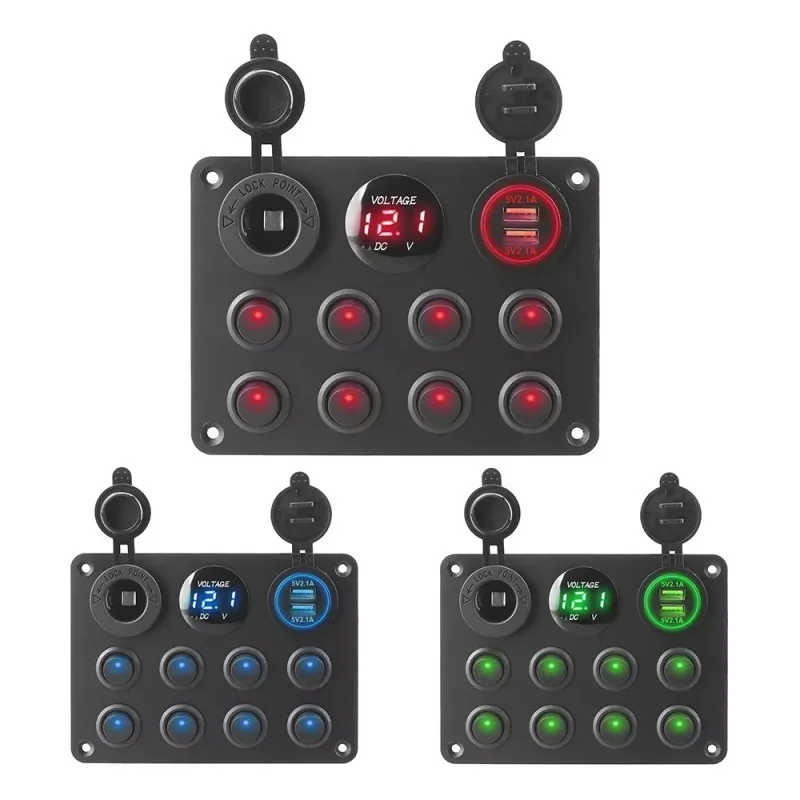 

5 Gang 8 Gang Button Rocker Toggle Switch Panel Usb Control For Car Truck Marine Boat RV ATV UTV Camper Caravan Circuit Breaker