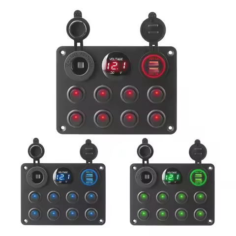 5 Gang 8 Gang Button Rocker Toggle Switch Panel Usb Control For Car Truck Marine Boat RV ATV UTV Camper Caravan Circuit Breaker