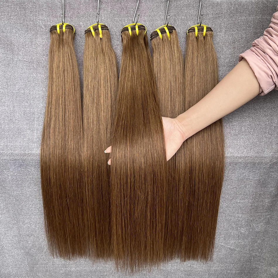 #4 Chocolate Brown Colored Bundles 100% Real Human Hair Silky Straight Vietnamese Hair Extensions Weave 100grams For Women