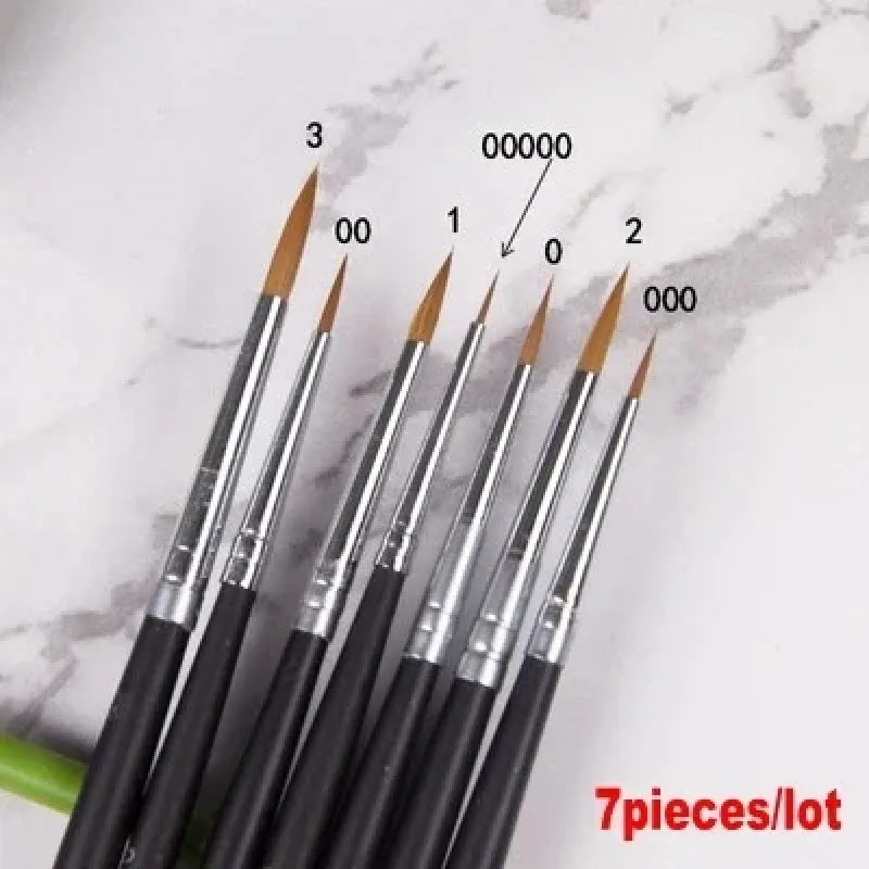 7pieces /lot 00000#~3# Pointed Painting Brush Outline Pen Combo for Assembly Model Building Military Model DIY XXT725