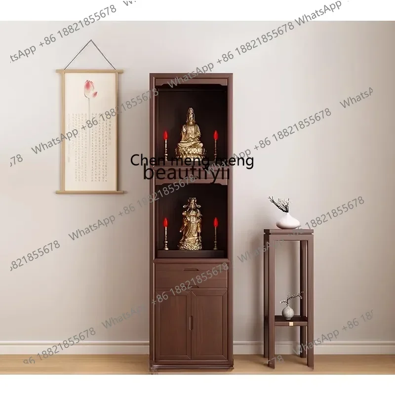 K182  Black walnut solid wood standing cabinet with door shrine shrine shrine offering table household incense cabinet