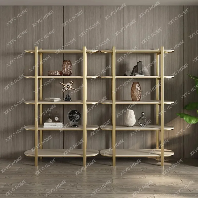 Stainless steel bookshelf custom living room simple shelf art collection light luxury display shelf metal bookcase