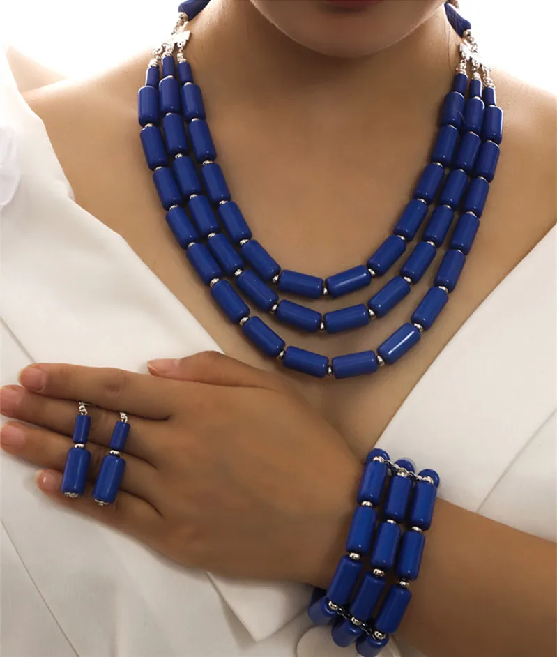 Fashion Jewelry sets Colorful Acrylic Wave Shaped Multilayer Necklace Earrings Bracelet Set For Women Bijoux Vintage Accessoires