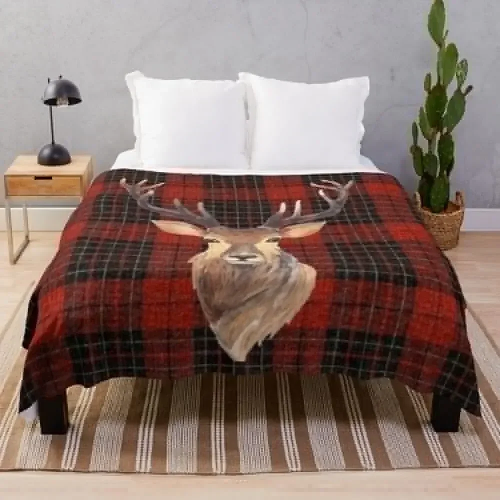 Stunning wildlife highland Stag face Throw Blanket halloween decorative Plaid Blankets