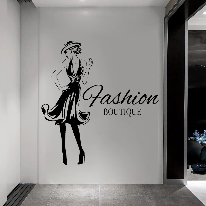 Fashion Woman Design Vinyl Sticker Girls Fashion Clothing Boutique Window Shop Livingroom Wall Decal Gil Dorm Decal FS14