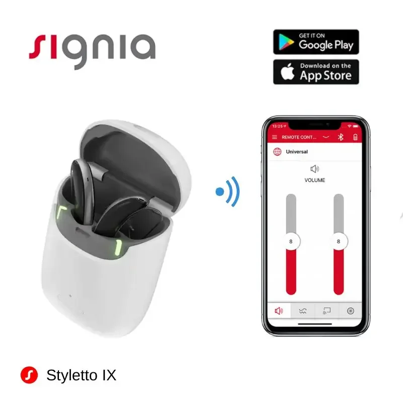 Signia Styletto IX Hearing Aids 110dB Chargeable Bluetooth 16-48 Channels Compatible with Android & iPhone for Hearing Loss