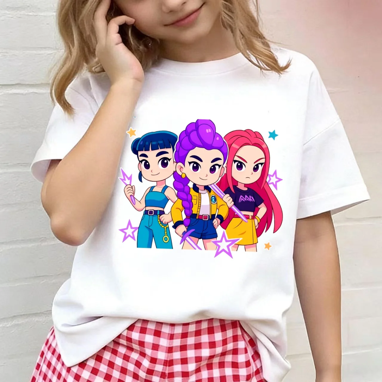 Kpop Demon Hunter Kinder-T-Shirt Damen Kurzarm Saja Jungen Kinder-T-Shirt Kpop Demon T-Shirt Jungen Mädchen Familienkleidung