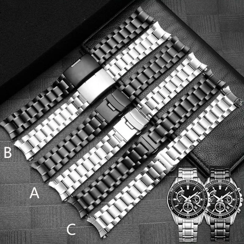 18mm 20mm 22mm 24mm Stainless Steel Watchband For Casio EDIFICE EFV-540 EFV-500 BEM501 EFS-S510 EFB-650 ECB900 Watch Belt Strap