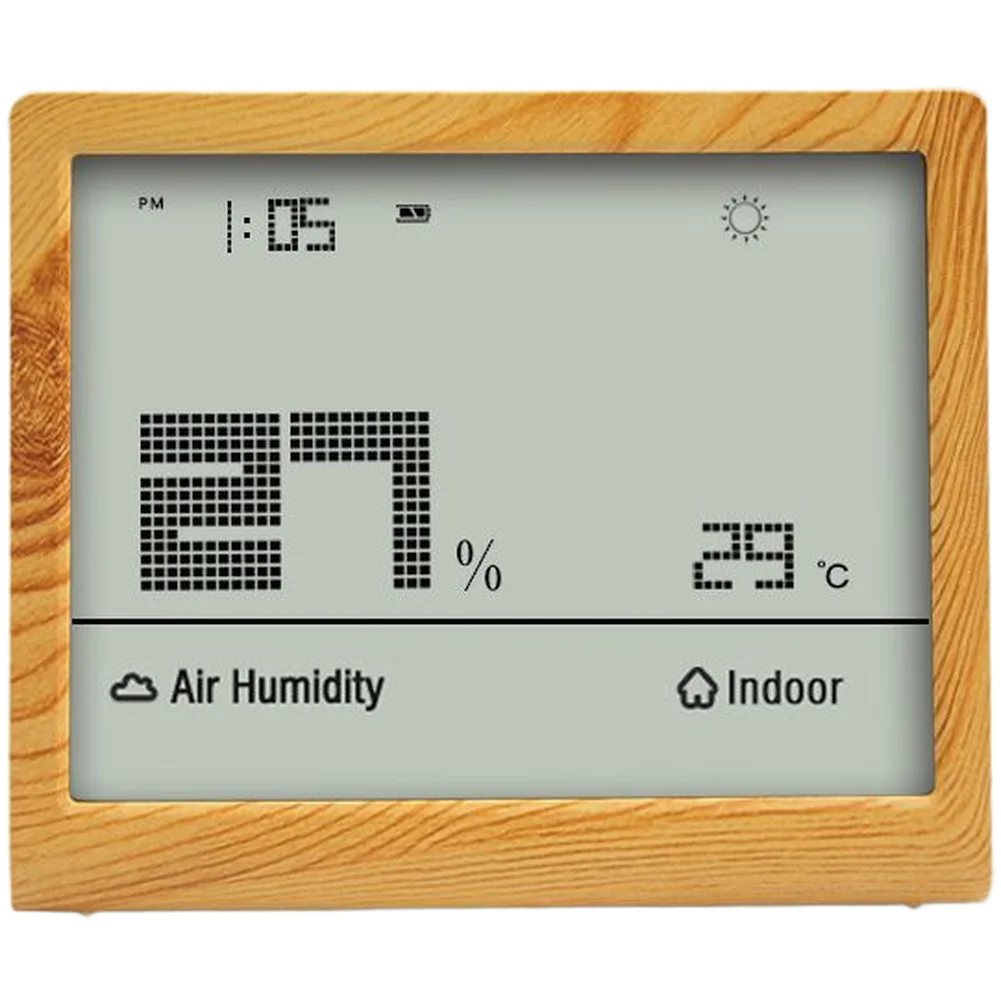 Digital Thermometer Hygrometer with Large Display for Indoor Outdoor Use Weather Prediction Time and Battery Level