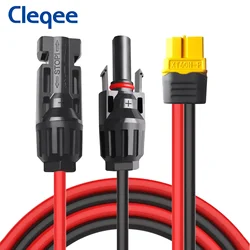 Cleqee T10075 Solar Extension Charge Cable XT60 Female to Solar Male Female Connector 3M 12AWG Wire for Portable Power Station