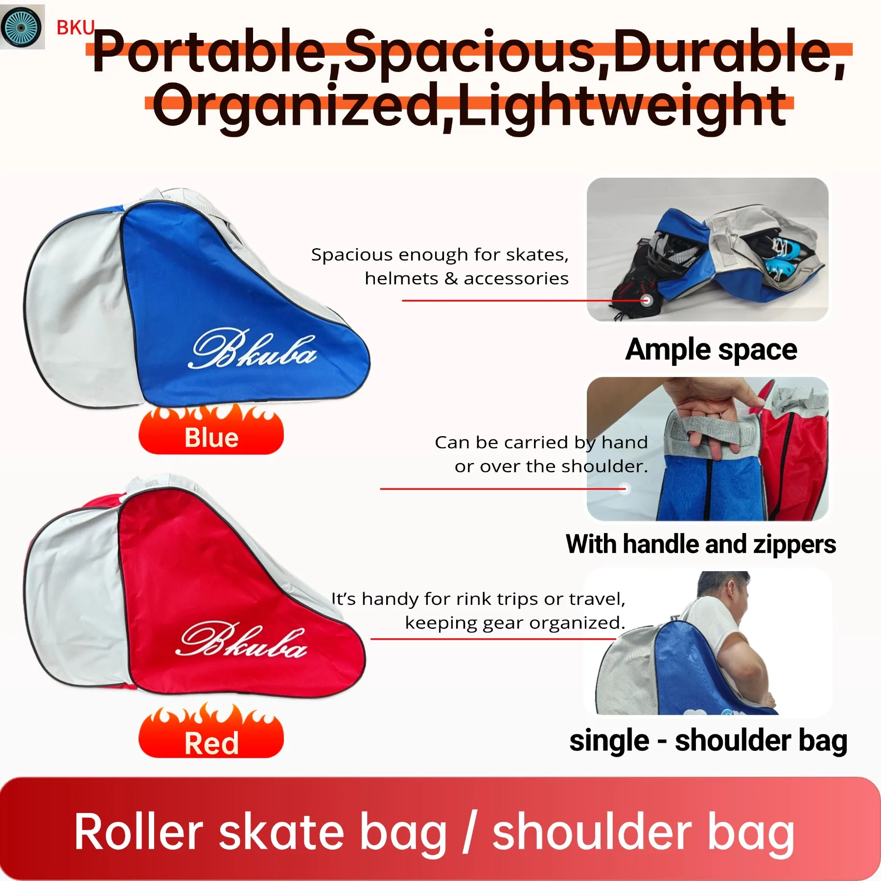 

Roller skate bag / shoulder bag, Breathable skate bag (roller/inline/ice skates) for kids - hand/shoulder carry
