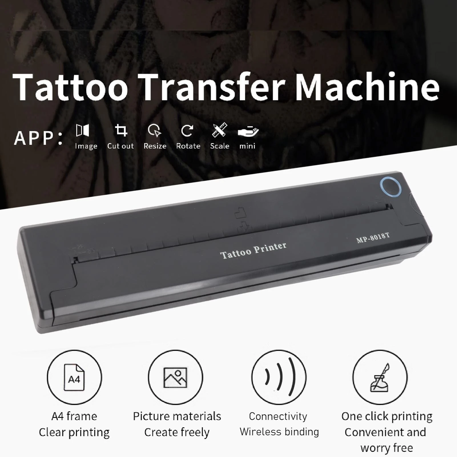 Mini 2000mAh Wireless Thermal Stencil Printer for Tattooist Black Transfer Printer Machine Portable Tattoo Transfer Machine