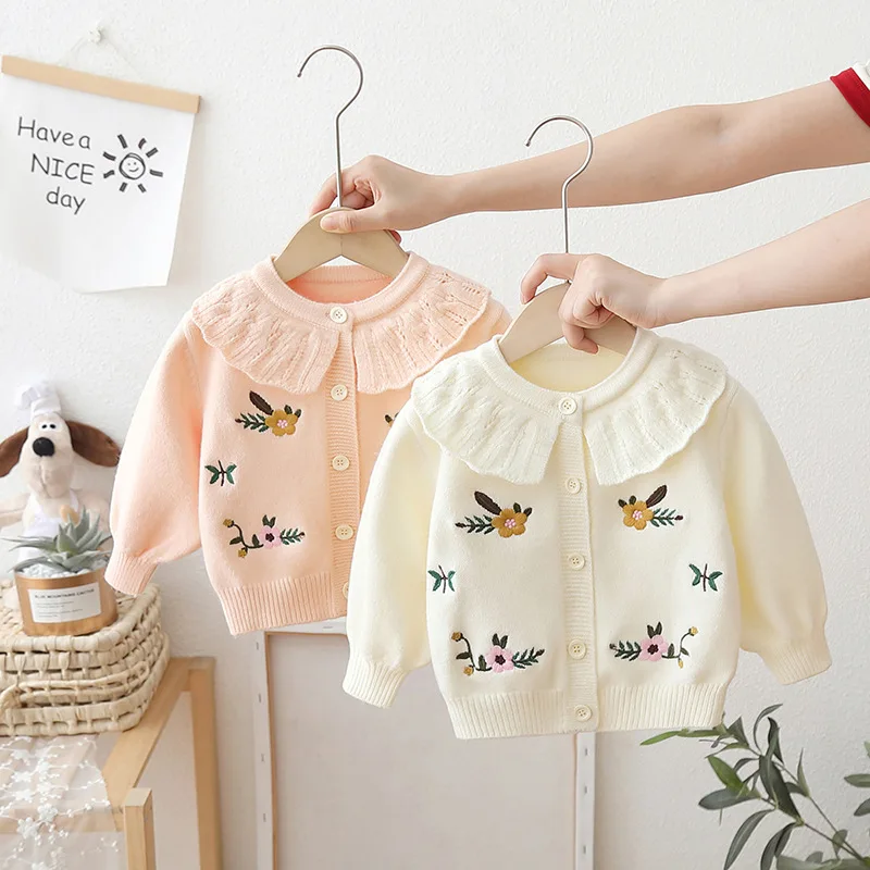 

Girls Woolen Jersey Sweaters Spring Autumn 2024 Children Knitted Jackets For Baby Outerwear Kids Coats Clothing Toddler Tops 5Y