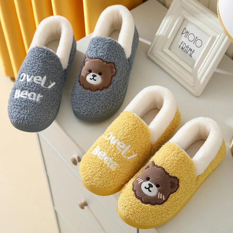 2022 New Winter Cotton Slippers Women's Warm Plush Cartoon Shoes Indoor Home Fashion Comfortable Soft Anti Skid Couples Slippers