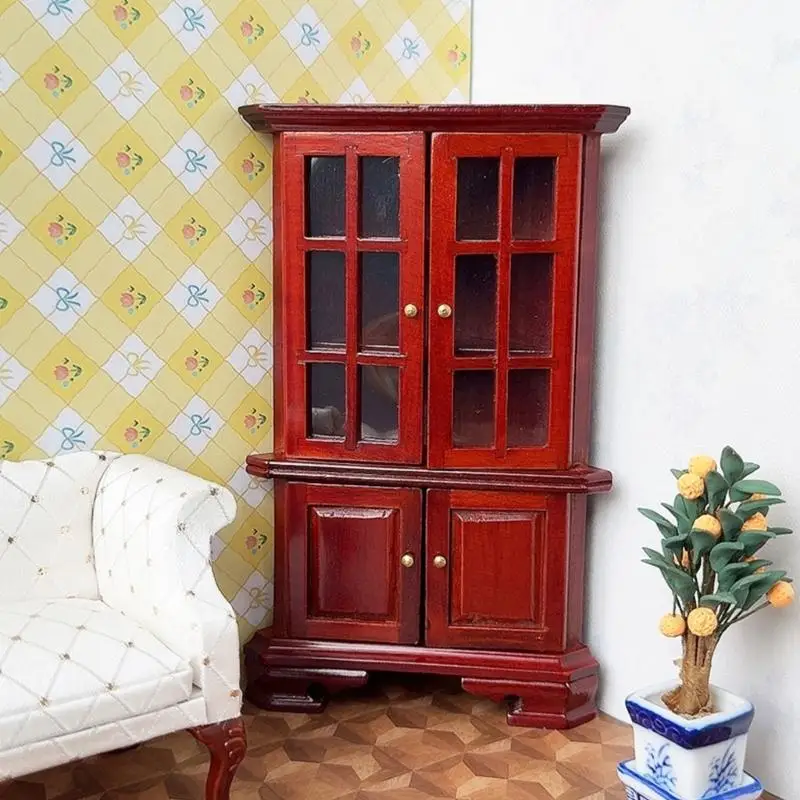 

Миниатюрная угловая книжная полка ручной работы, деревянная модель, фигурка для украшения кукольного дома, мебель для гостиной,