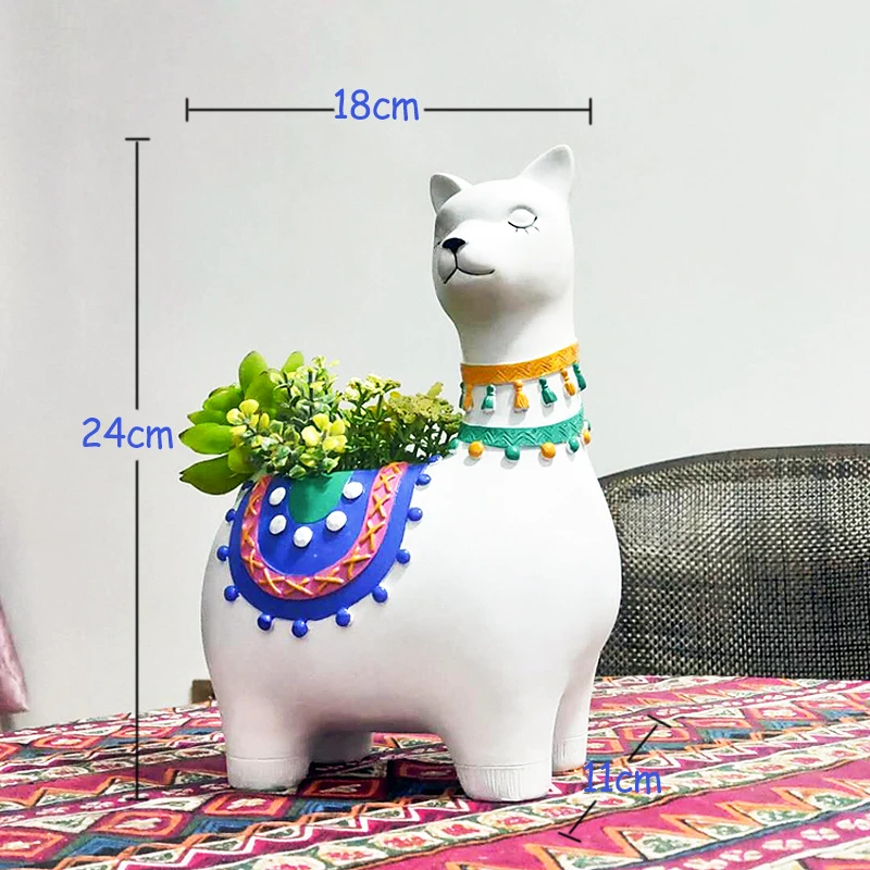 2027 Alpaca Planter Resin Llama Flower Pot for Succulents Plants Hand Painted Animal Pot Bonsai Home Garden Desktop Decoration