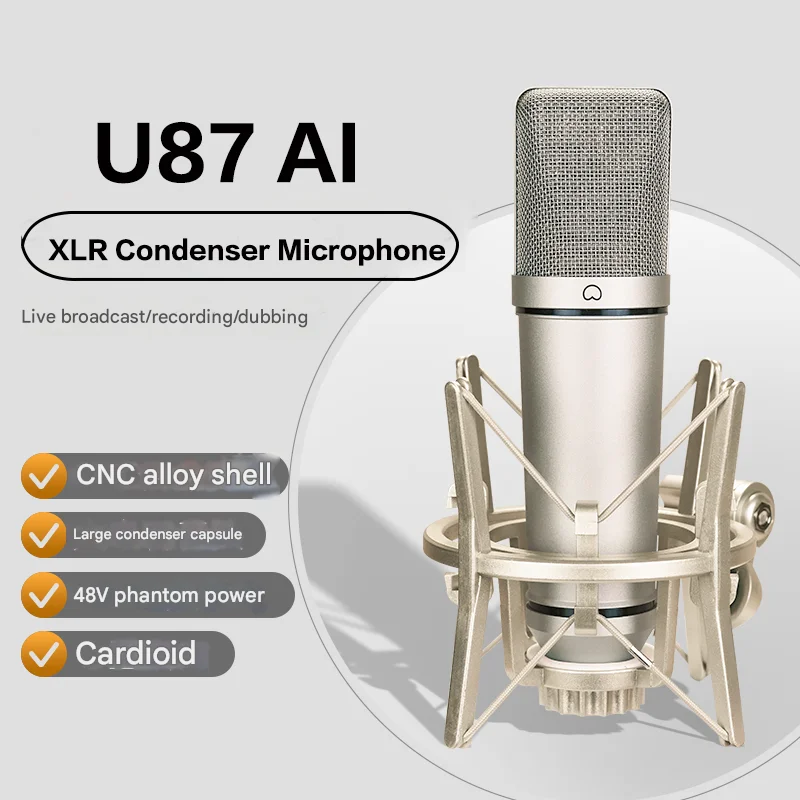 

U87 XLR Конденсаторный микрофон Профессиональный кардиоидный студийный микрофон для студийной записи и живого выступления