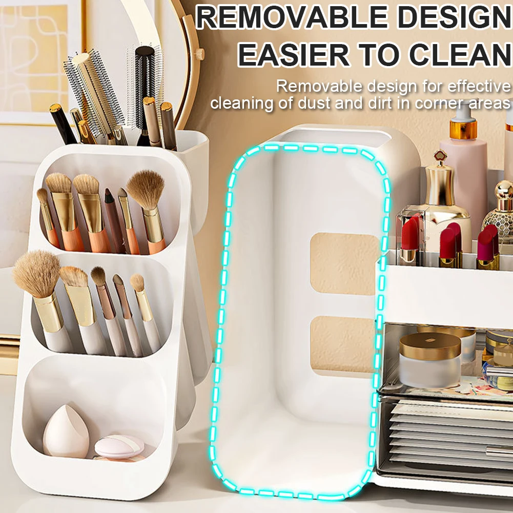صندوق منظم سطح المكتب البلاستيكي منظم المكياج، علبة عرض مستحضرات التجميل المقاومة للغبار، حامل عرض المكياج لفرشاة مكياج أحمر الشفاه