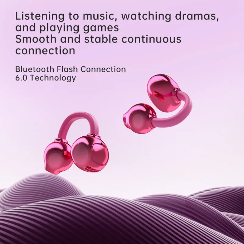 Open Ear Clip Earbud Wireless Bluetooth5.4 Headphone Noise Cancelling LED Power Display Earphone With Mic HD Call Sports Headset