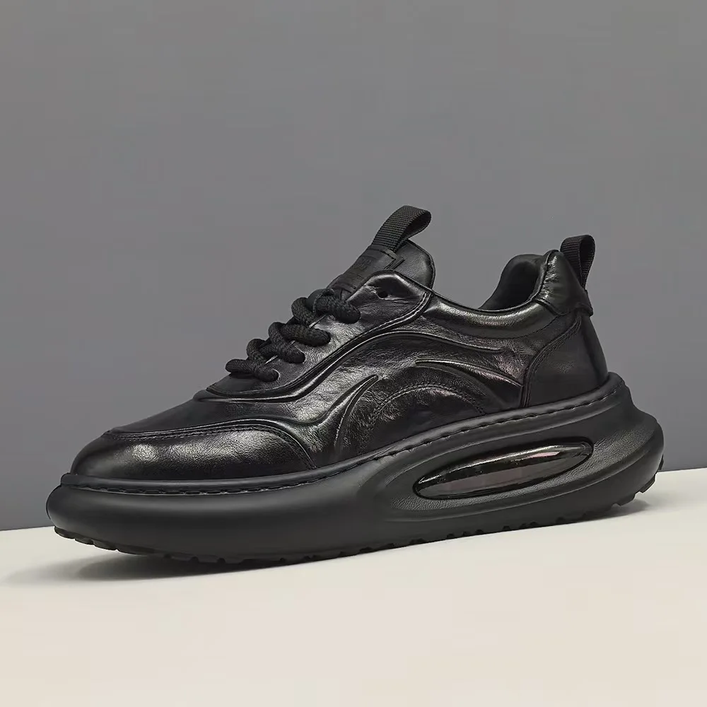 

New Thick soled Genuine Leather Dad Shoes Super Popular Men's Trendy Shoes European Station Sports and Leisure Shoes