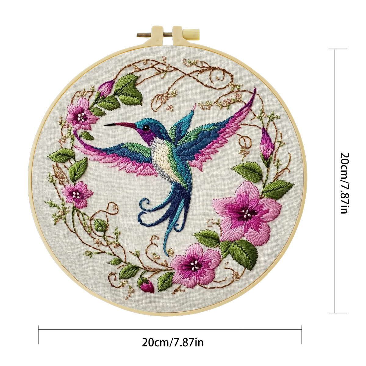 1 Stück 20X20CM/7,87 Zoll Schönes Vogel-Stickerei-Starter-Kit DIY-Set Heimdekoration Nähkunst-Set für Anfänger – Detail 5