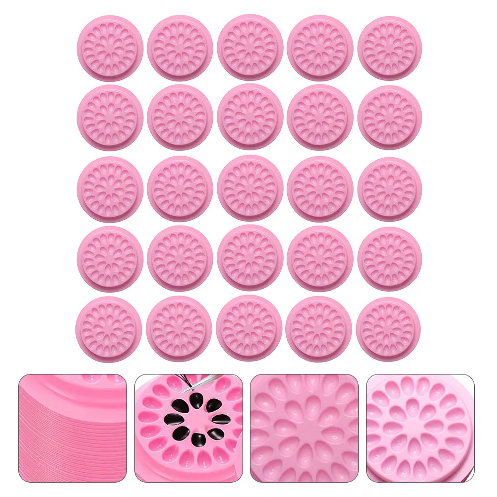 200Pcs Eyelash Glue Trays Disposable Plastic Storage Plates for Long Lasting Use Pink Storage Trays Eyelash Grafting Tools