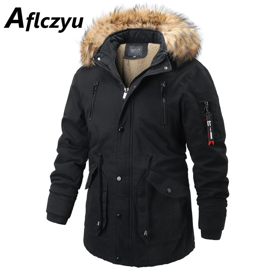 Winter Fleece Jacket Men Thick Cargo Jacket Coat Autumn Winter Warm Coat Male Fashion Casual Outerwear Khaki Green